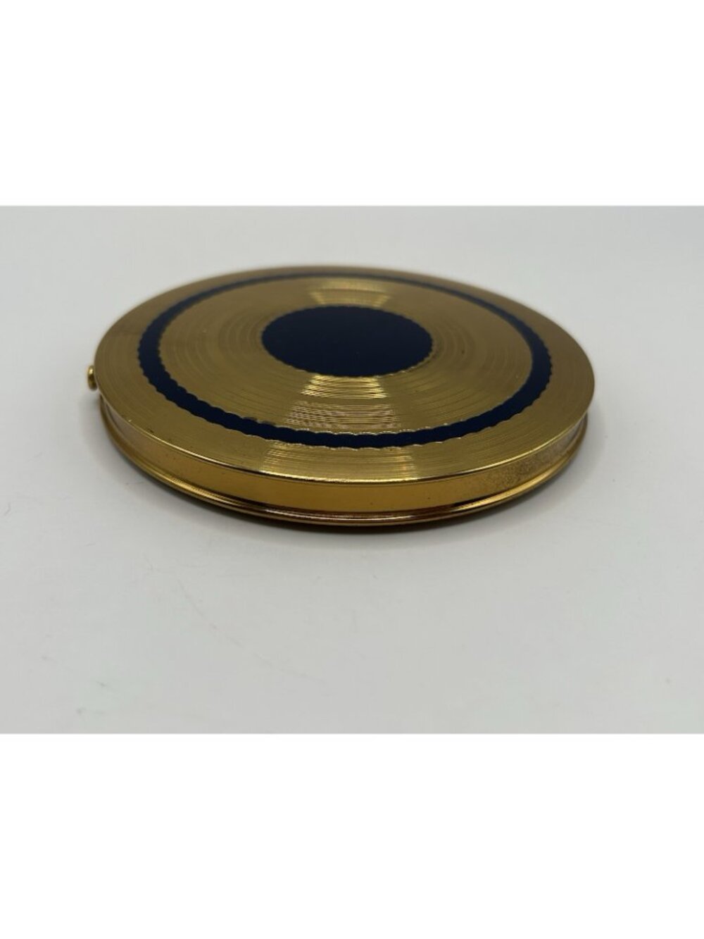Vintage Powder Compact Rex Fifth Avenue Blue Enamel Gold 1940s Puff Flapjack - Picture 11 of 13